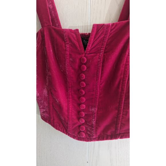 New Rachael Zoe Red velvet crop smocked button front tank size small - Picture 9 of 11
